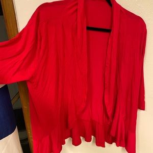 Red open ruffled cardigan (XL)